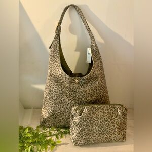 NWT ANTHROPOLOGIE LOVE KNOT SLOUCHY TOTE W/POUCH